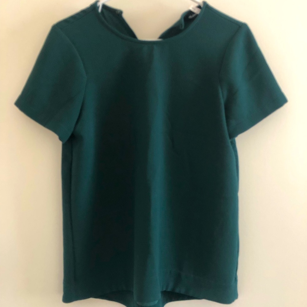 Emerald green silk Madewell blouse